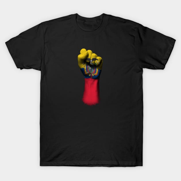 Flag of Ecuador on a Raised Clenched Fist T-Shirt by jeffbartels